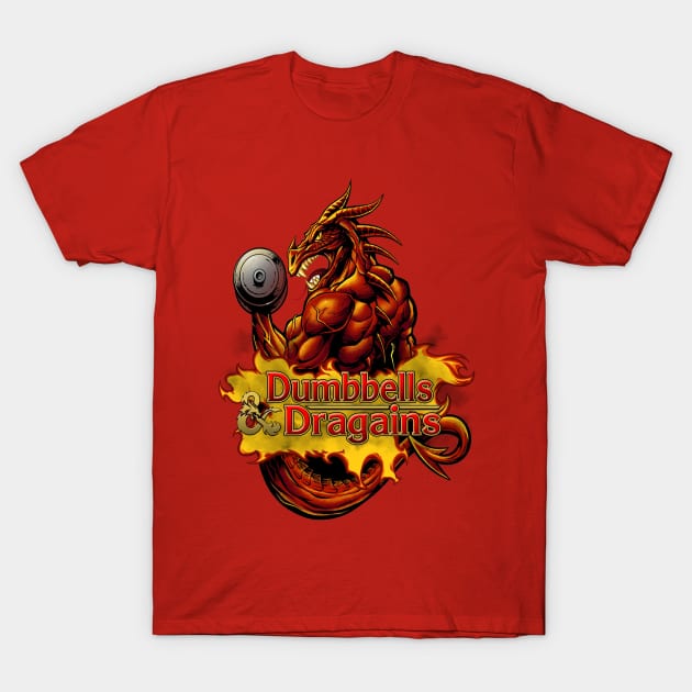 Dumbbells and Dragains T-Shirt by Christastic